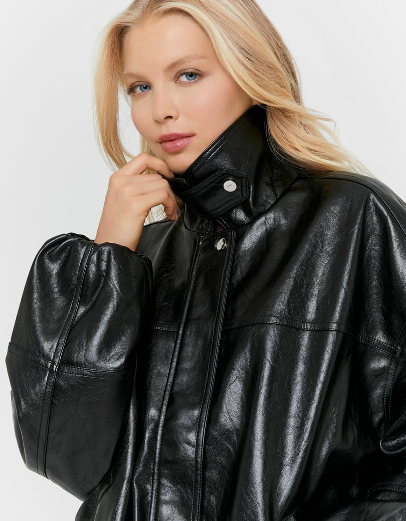 Faux Leather Jacket | Black