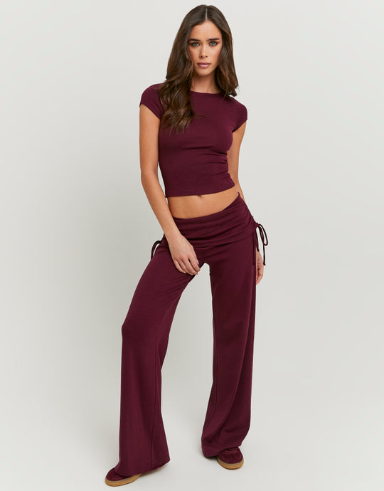 Mid Waist Flare Pant | Bordeau