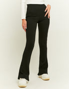 Ribbed Flare Trousers | Black