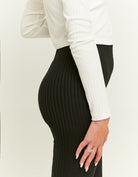 Ribbed Flare Trousers | Black