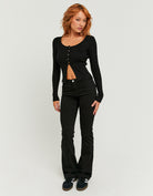 Mid Waist Bootcut Jeans | Black
