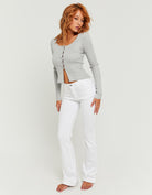 Mid Waist Bootcut Jeans | White