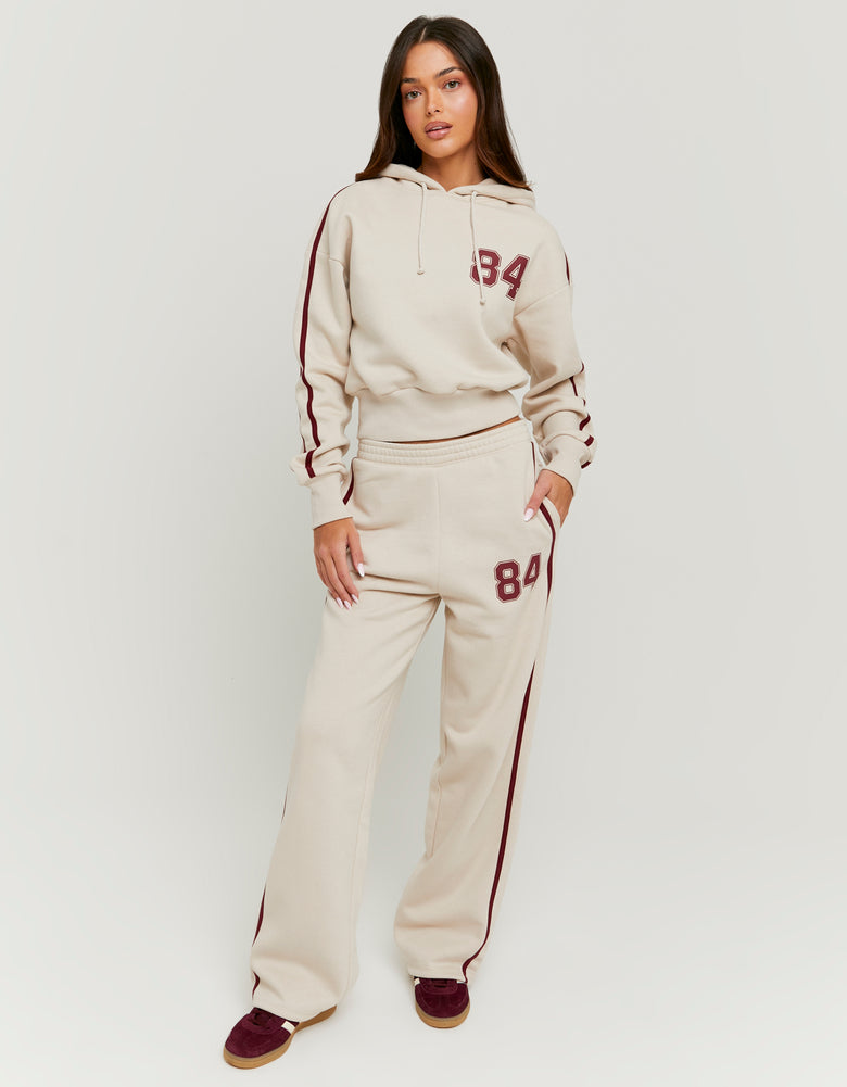 Stripped Jogger with Print | Beige