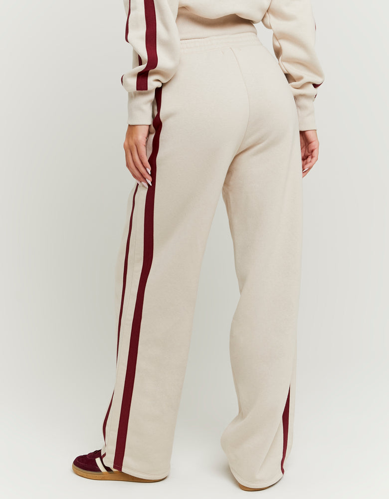 Stripped Jogger with Print | Beige