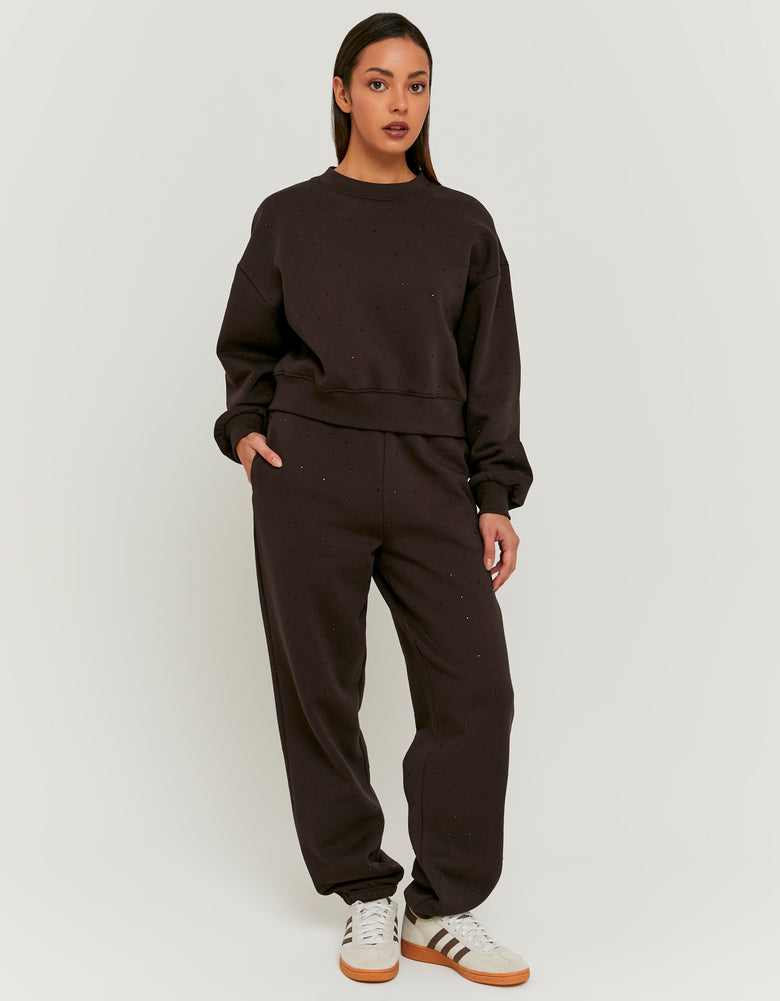 Jogger with Rhinestones | Brown