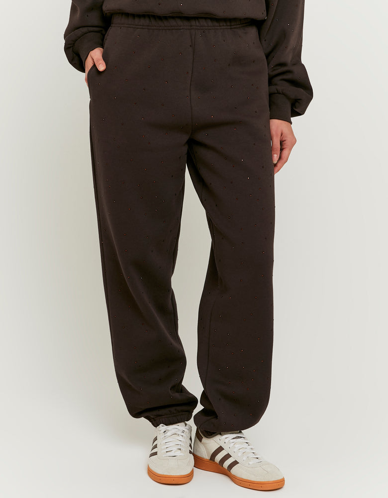 Jogger with Rhinestones | Brown