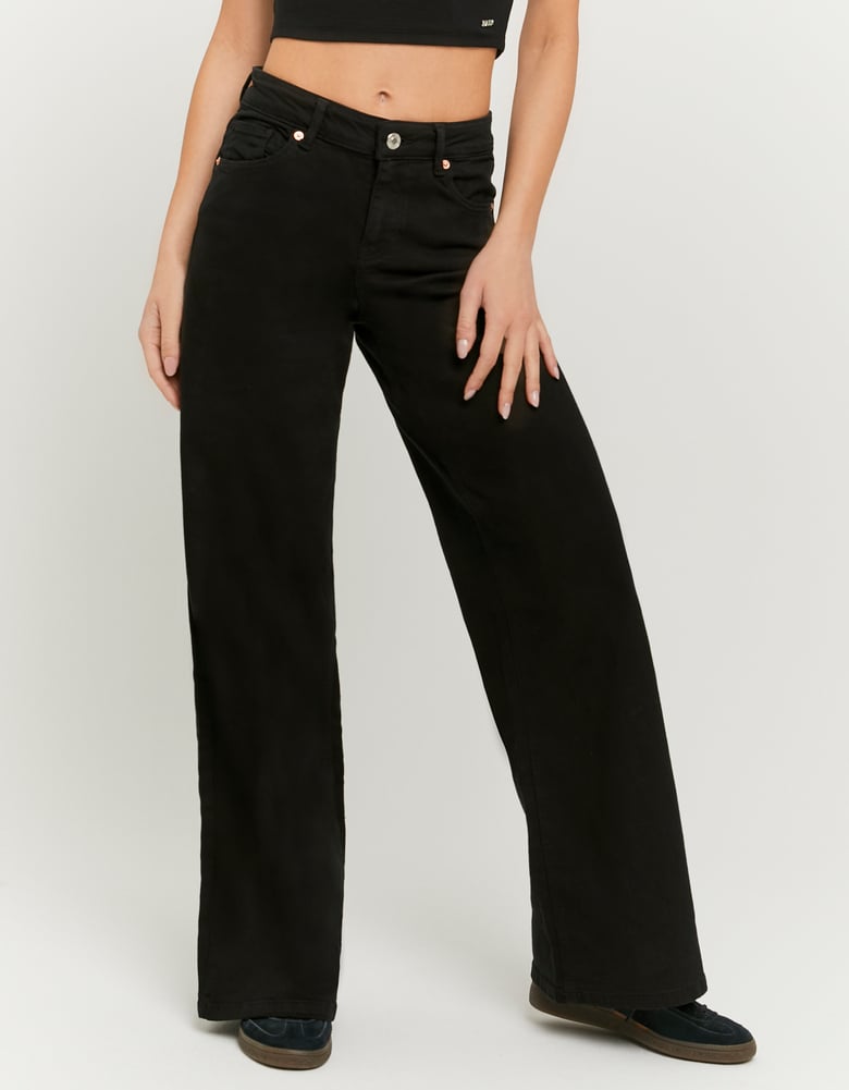 High Waist Wide Leg Trousers | Black