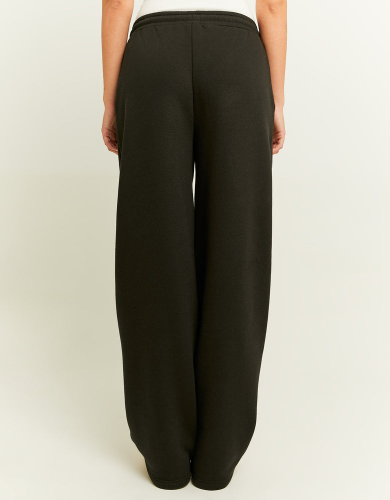 Wide Leg Basic Joggers | Black