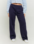 Wide Leg Basic Joggers | Navy