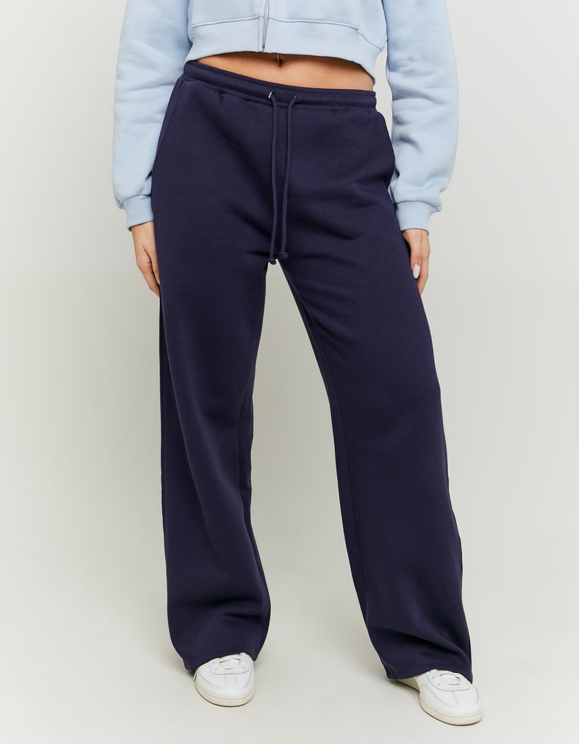 Wide Leg Basic Joggers | Navy