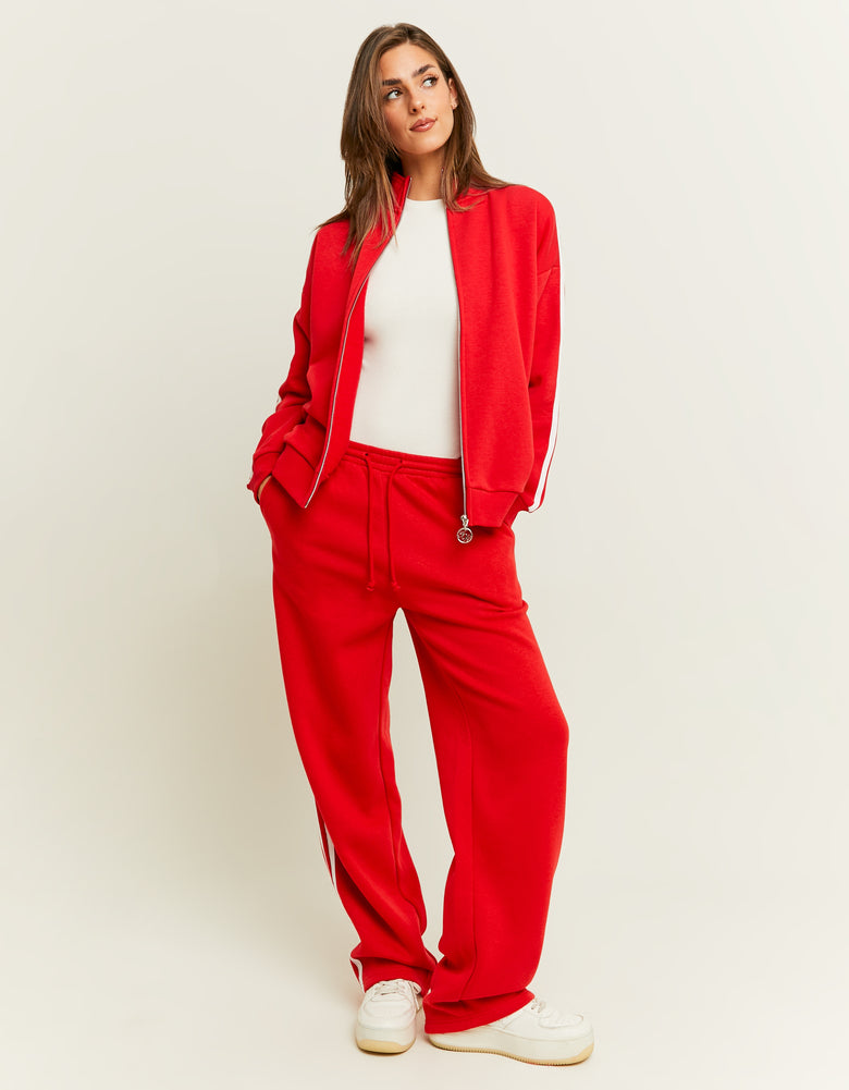 Wide Leg Basic Joggers | Red