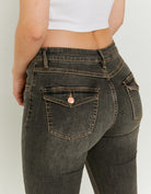 Mid Waist Bootcut Jeans | Black Wash