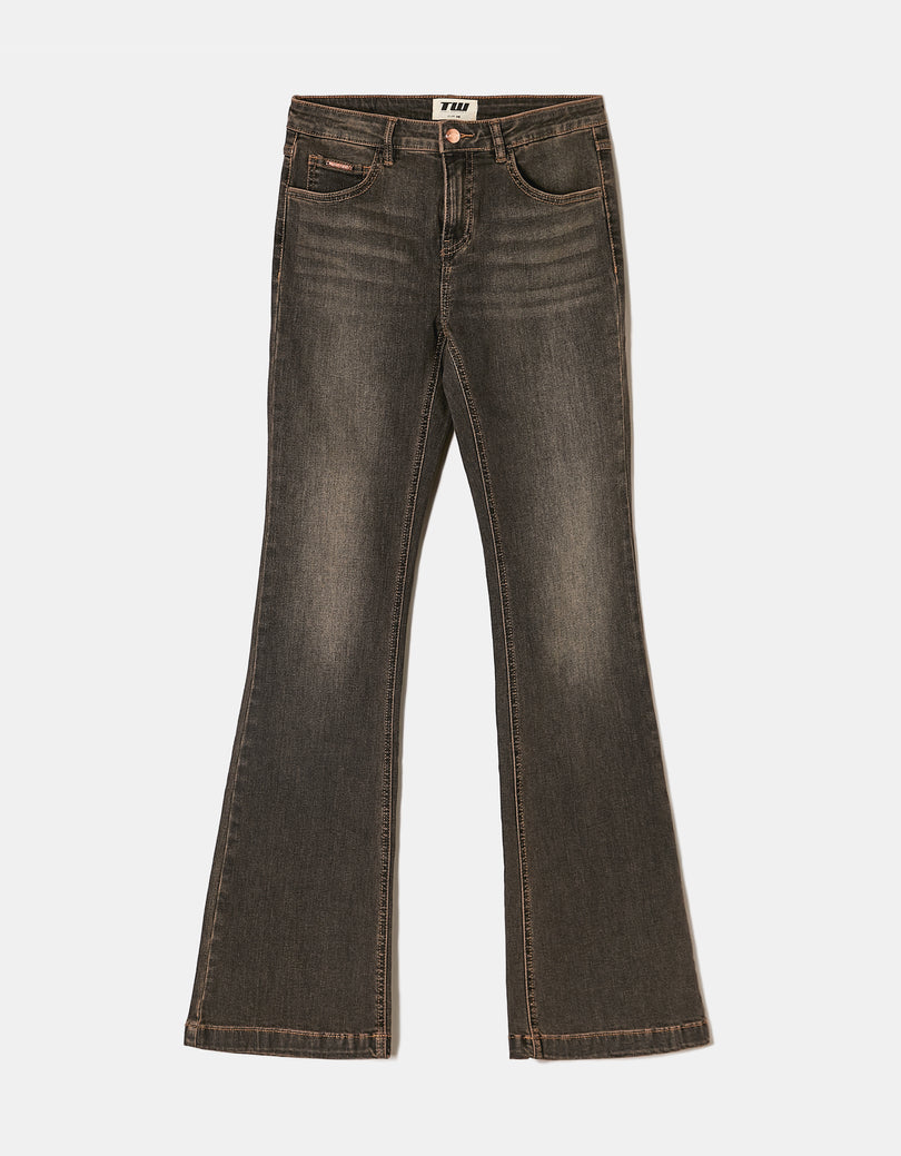 Mid Waist Bootcut Jeans | Black Wash