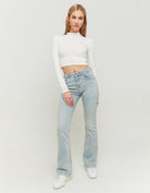 Mid Waist Bootcut Jeans | Light Wash