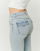 Mid Waist Bootcut Jeans | Light Wash