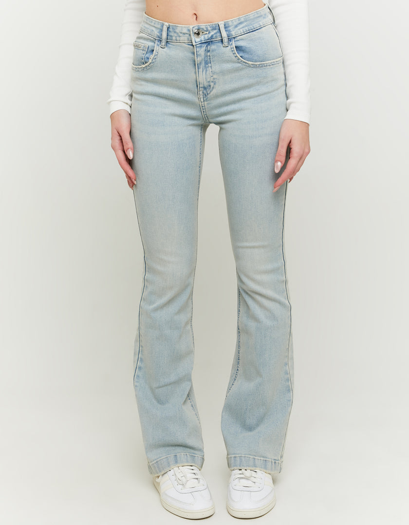 Mid Waist Bootcut Jeans | Light Wash