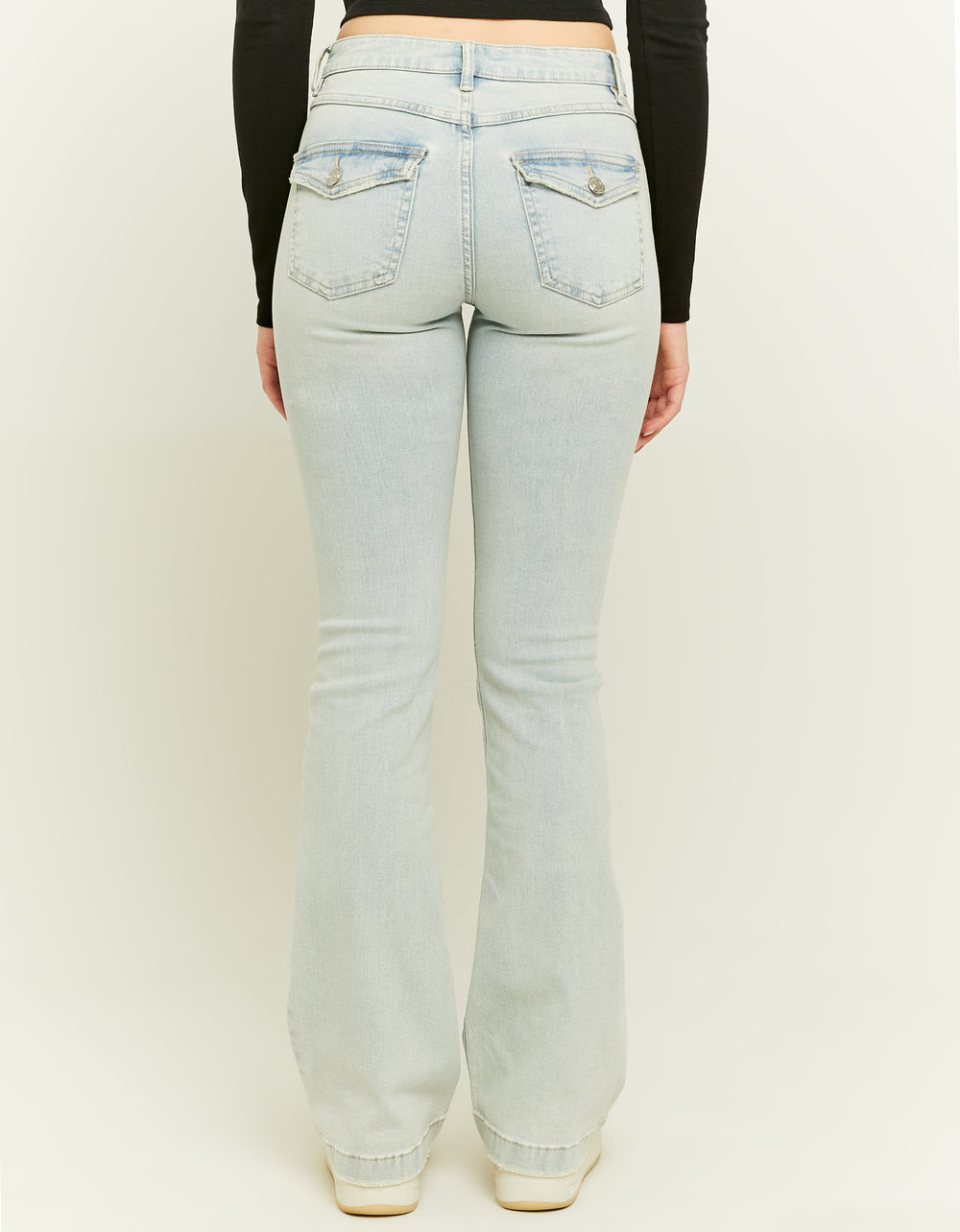 Mid Waist Bootcut Jeans | Blue Wash