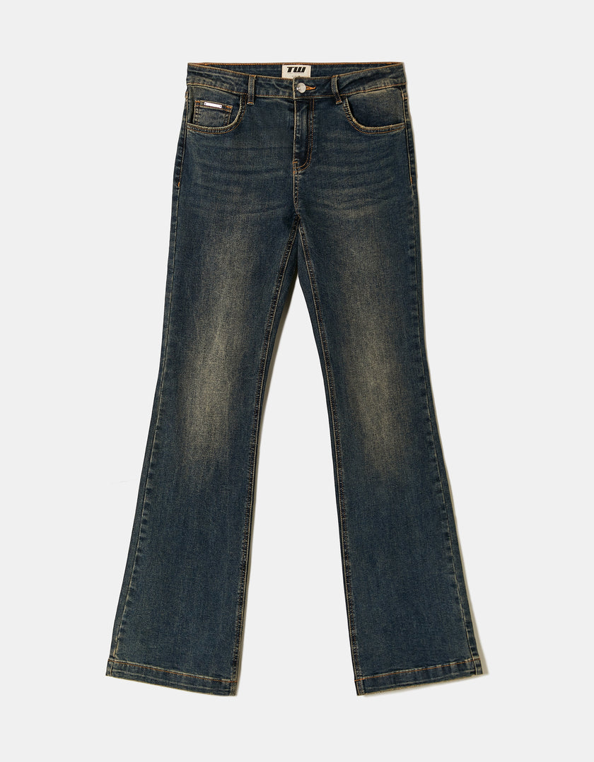 Mid Waist Bootcut Jeans | Vintage Wash