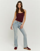 Mid Waist Bootcut Jeans | Blue Wash