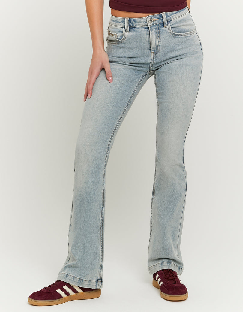 Mid Waist Bootcut Jeans | Blue Wash