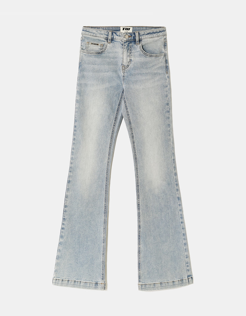 Mid Waist Bootcut Jeans | Blue Wash