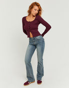 Mid Waist Bootcut Jeans | Blue Wash