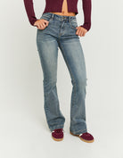Mid Waist Bootcut Jeans | Blue Wash
