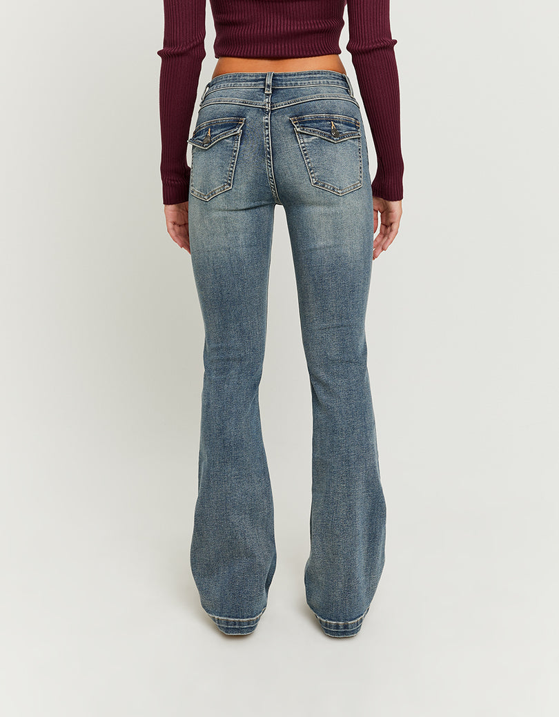 Mid Waist Bootcut Jeans | Blue Wash