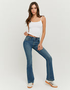 Mid Waist Bootcut Jeans | Blue Wash