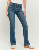 Mid Waist Bootcut Jeans | Blue Wash