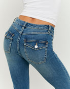 Mid Waist Bootcut Jeans | Blue Wash