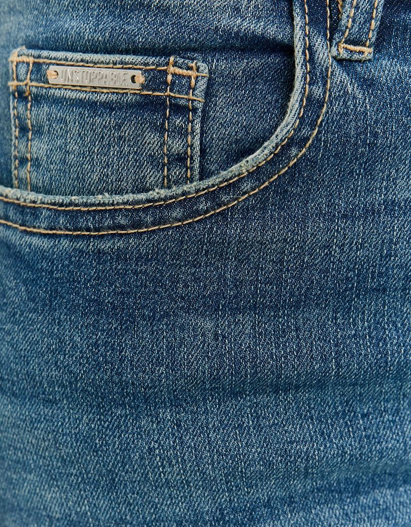 Mid Waist Bootcut Jeans | Blue Wash