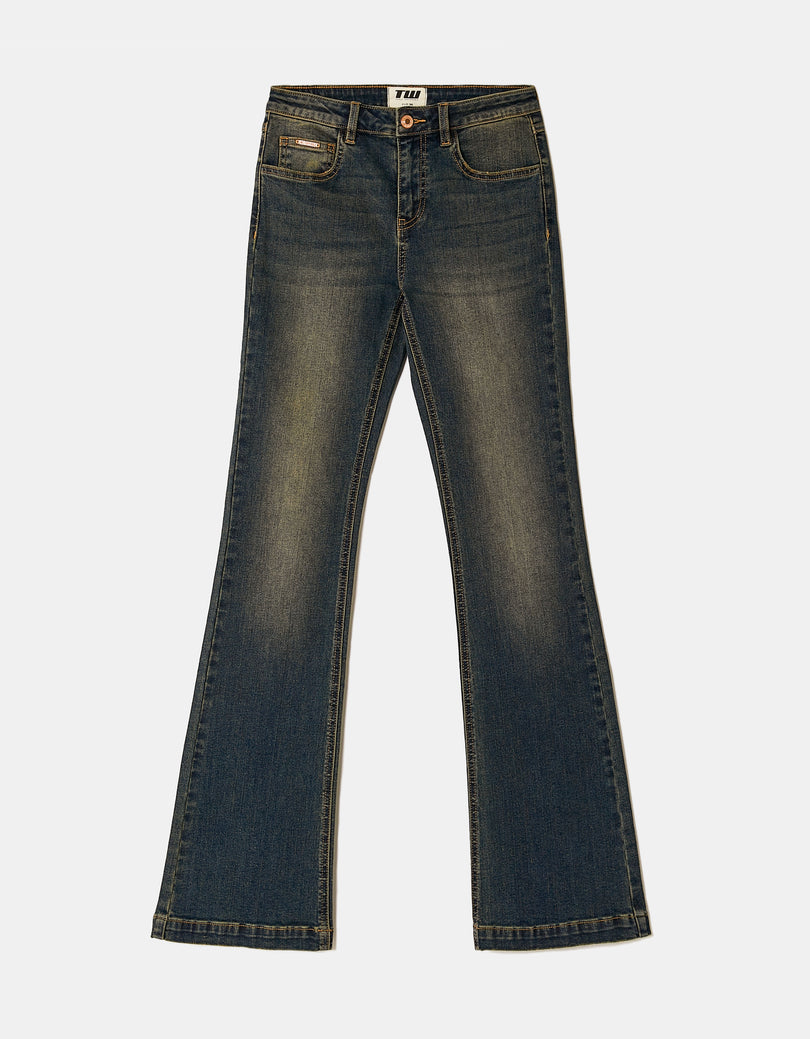Mid Waist Bootcut Jeans | Vintage Wash