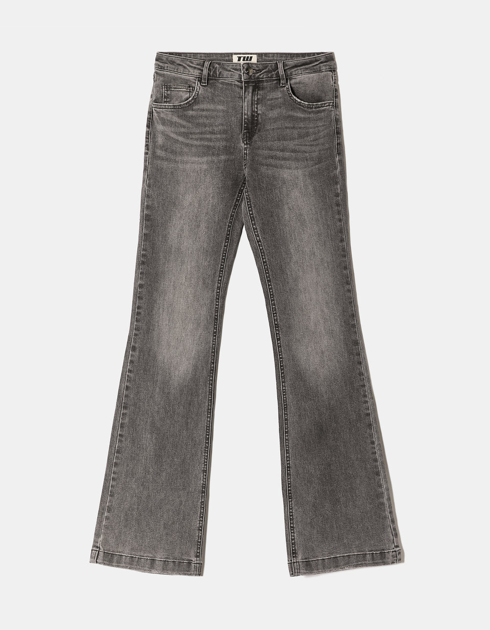 Mid Waist Bootcut Jeans | Grey Wash