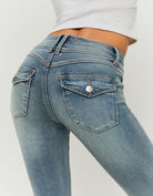 Mid Waist Bootcut Jeans | Vintage Wash