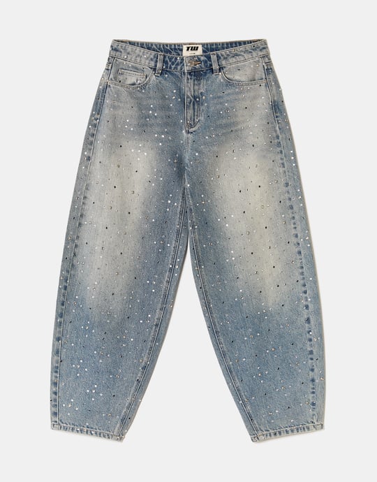 Mid Waist Barrel Jeans | Vintage Wash