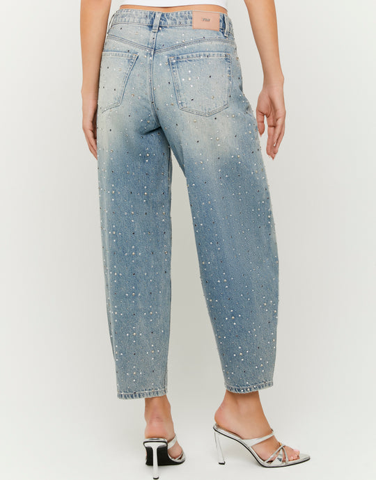 Mid Waist Barrel Jeans | Vintage Wash