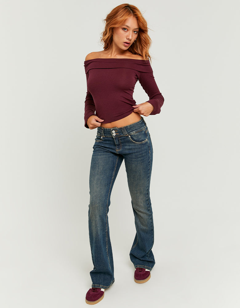 Low Waist Bootcut Jeans | Vintage Wash