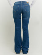 Mid Waist Push Up Flare Jeans | Blue Wash