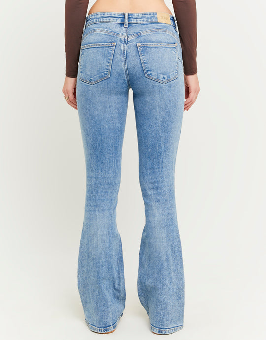 Mid Waist Push Up Flare Jeans | Blue Wash