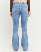 Mid Waist Push Up Flare Jeans | Blue Wash