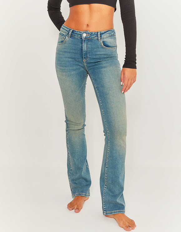 Mid Waist Push Up Flare Jeans | Vintage Wash