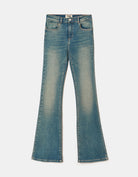 Mid Waist Push Up Flare Jeans | Vintage Wash