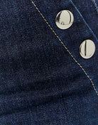 High Waist Jeans with Side Buttons | Dark Blue Wash