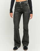 High Waist Jeans with Side Buttons | Grey Wash