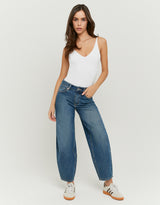 High Waist Barrel Jeans | Blue Wash