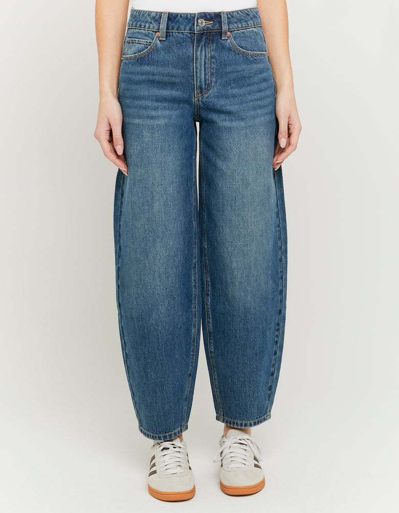 High Waist Barrel Jeans | Blue Wash