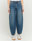 High Waist Barrel Jeans | Blue Wash