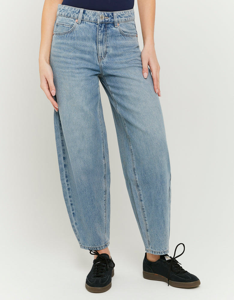 High Waist Barrel Jeans | Vintage Wash