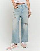 Mid Waist Barrel Jeans | Blue Wash
